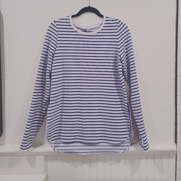 Lorna Jane Navy Stripe Top - Picture 1 of 4